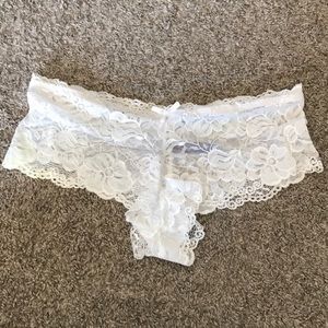 NWOT Black Fuchsia by Secret Lace White Lace Panties size XL Lingerie